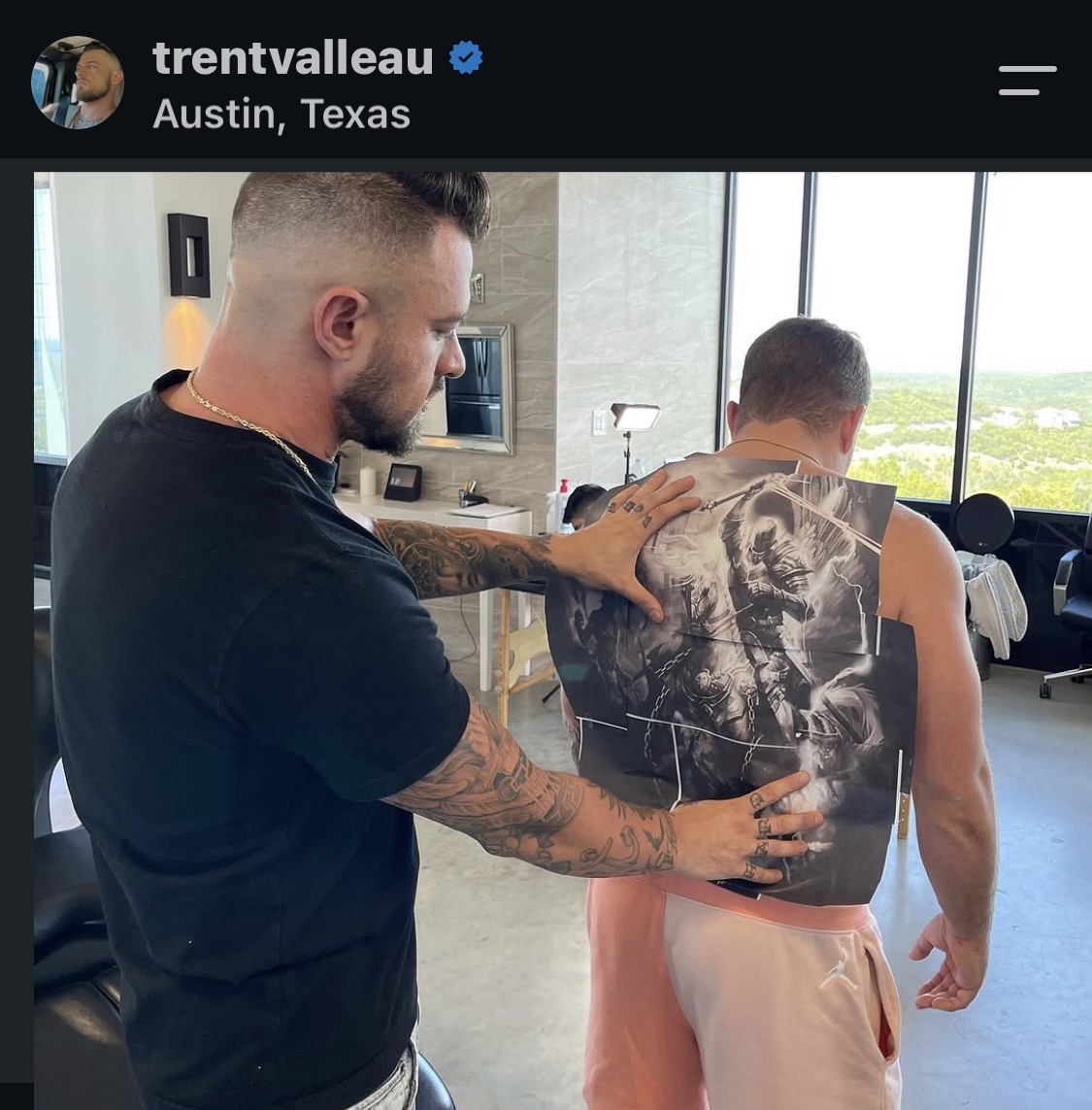 Trent Valleau, founder of Ink Closers, tattooing in his Austin studio