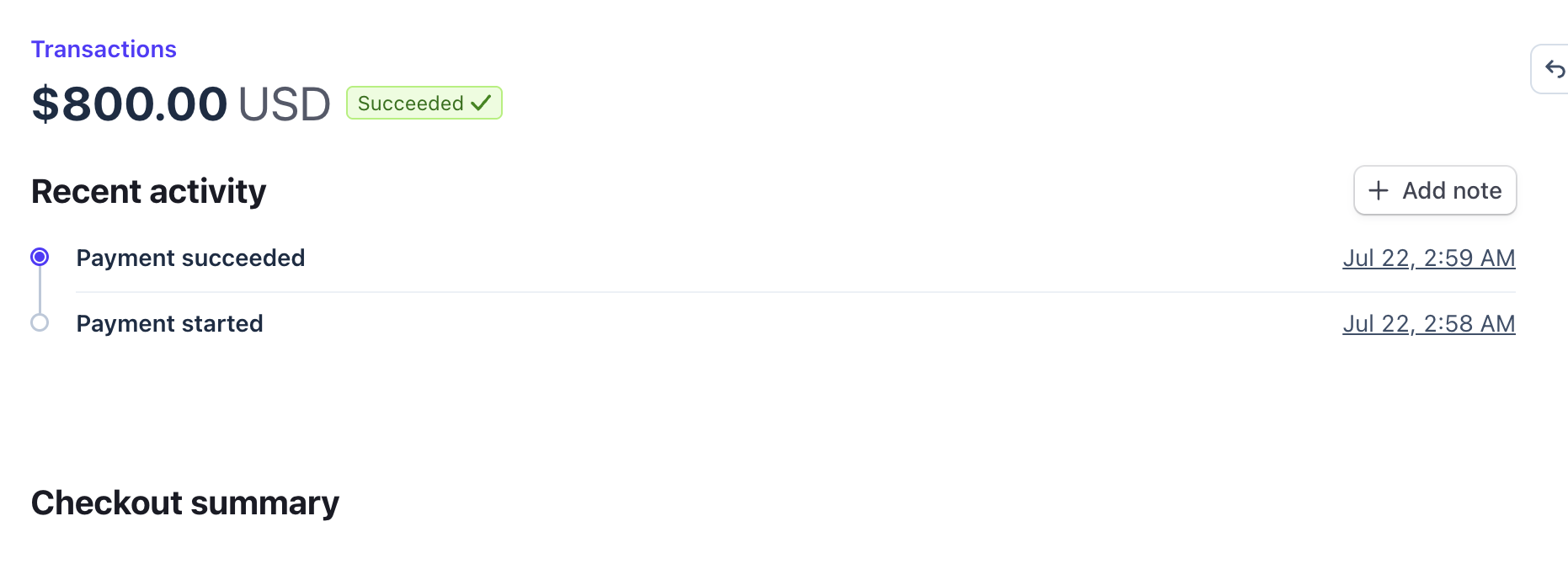 $800 Stripe payment succeeded